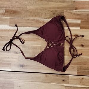 MOSSIMO burgundy wine red strappy string bikini top size small